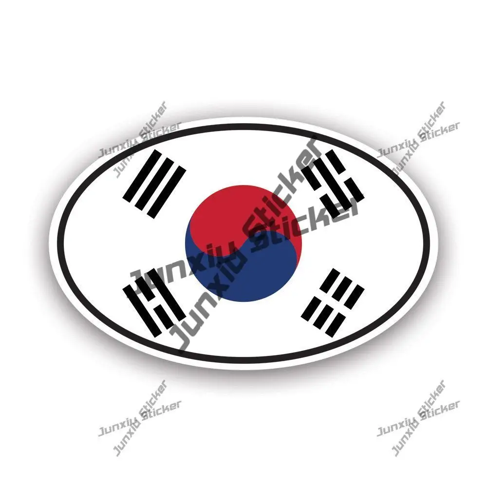 South Korea Oval Flag Sticker Korean Decal Scratch-Proof Vinyl UV Protected Waterproof Decoration for Car SUV Trunk Accessories