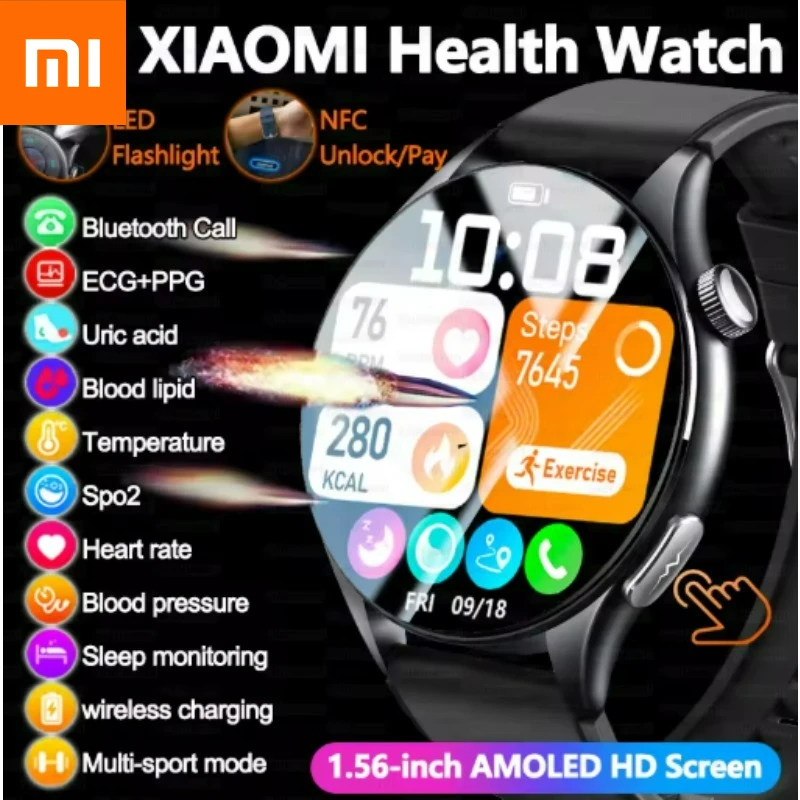 

XIAOMI 2026 New ECG+PPG Smartwatch Precise Uric Acid Blood Lipids Pressure Body Analysis Smart Watch Men BT Call NFC Watches