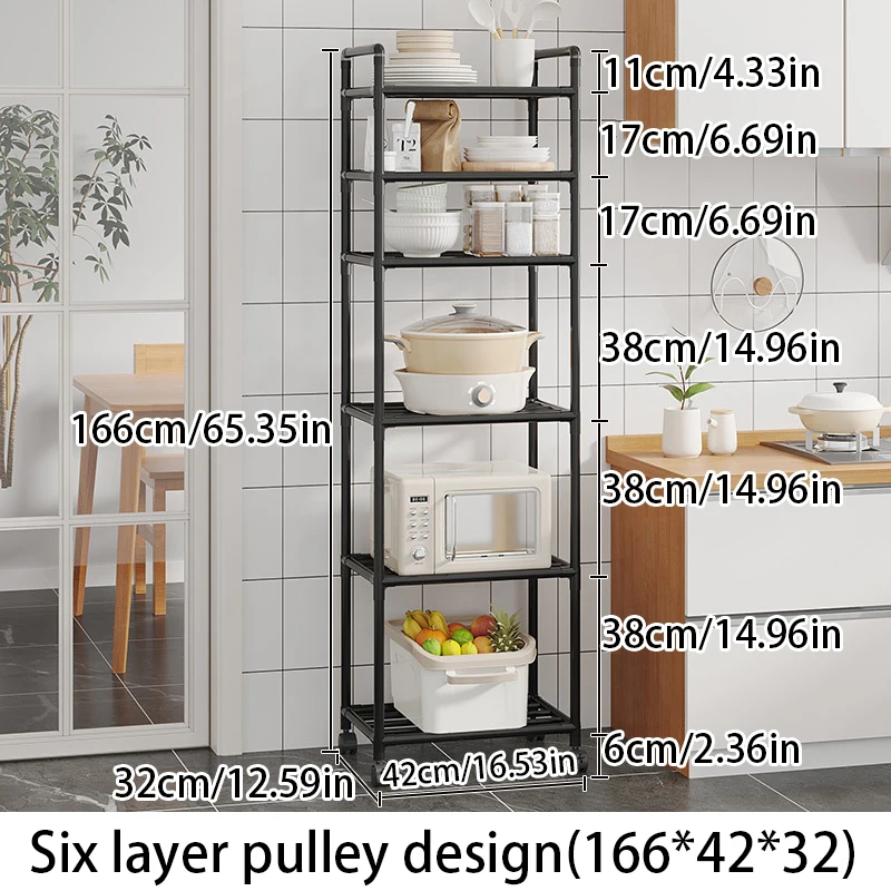 1PC Simple Household Storage Rack, 6-Story Mobile Storage Rack, And Mobile kitchen And Bathroom Storage Rack
