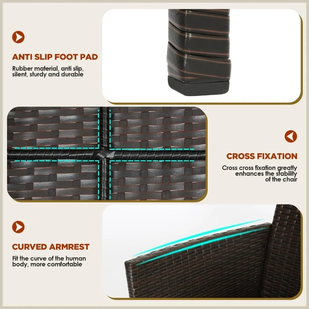 Patio Furniture Set 4 Pieces Outdoor Rattan Chair Wicker Sofa Garden Conversation Bistro Sets for Yard,Pool or Backyard