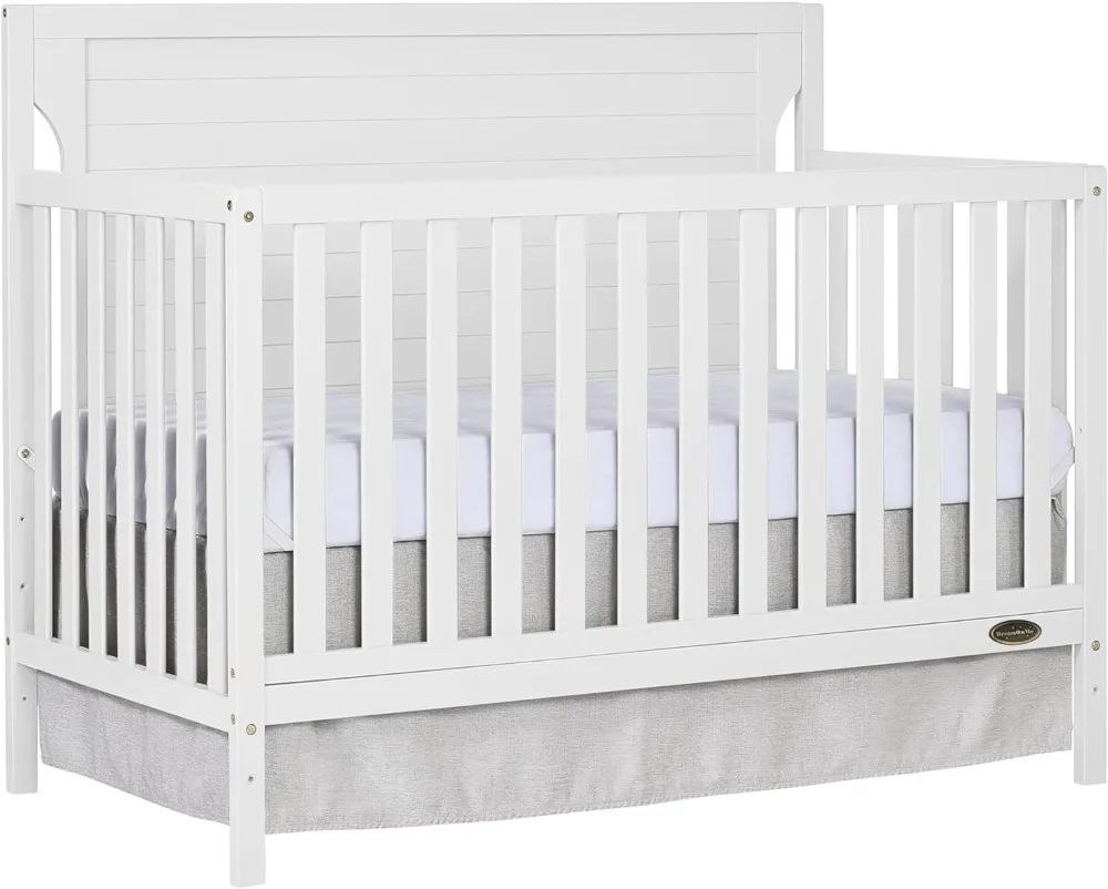 Cape Cod 5-in-1 Convertible Crib in White, Greenguard Gold Certified, 55x30x44.5 Inch (Pack of 1)