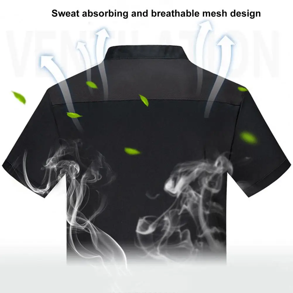 Atmungsaktive Chef Top schnell trocknen Männer Uniform Schnalle Küche Restaurant Chef Shirt Kochen