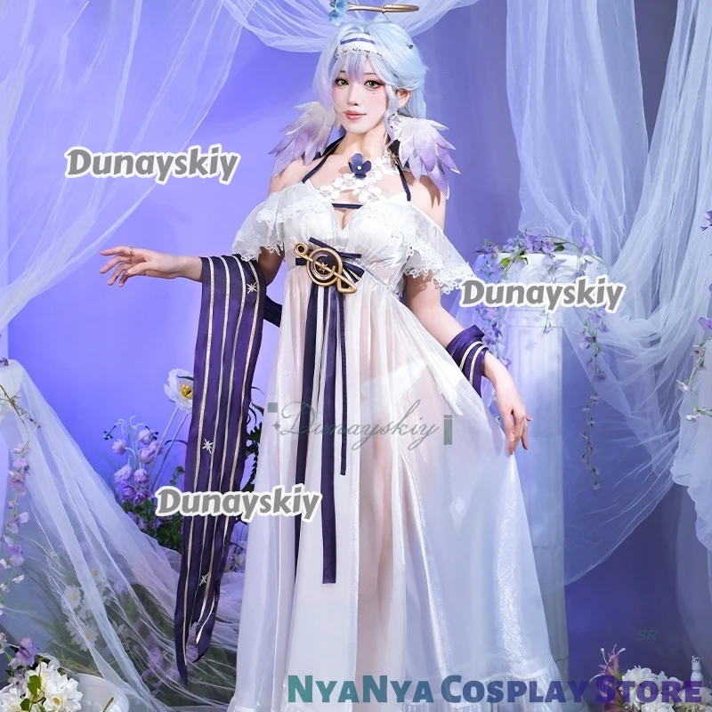 Fanart Robin traje de baño Cosplay disfraz juego Honkai Star Rail Robin blanco vestido de mujer trajes de vacaciones de verano para fiesta de Halloween