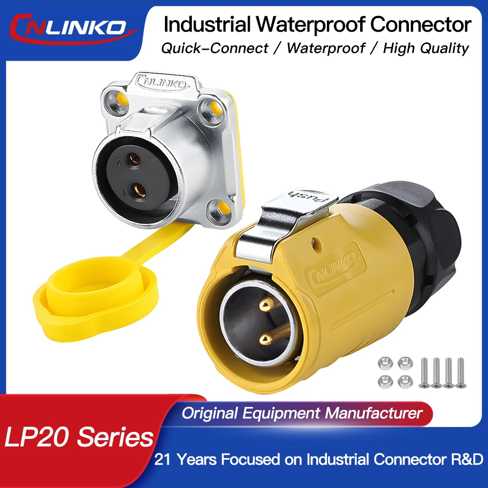 

CNLINKO M20 Industrial Connector 2 3 4 5 7 9 12 Pin High Voltage Waterproof Wire Connector Power and Signal Cable Connectors