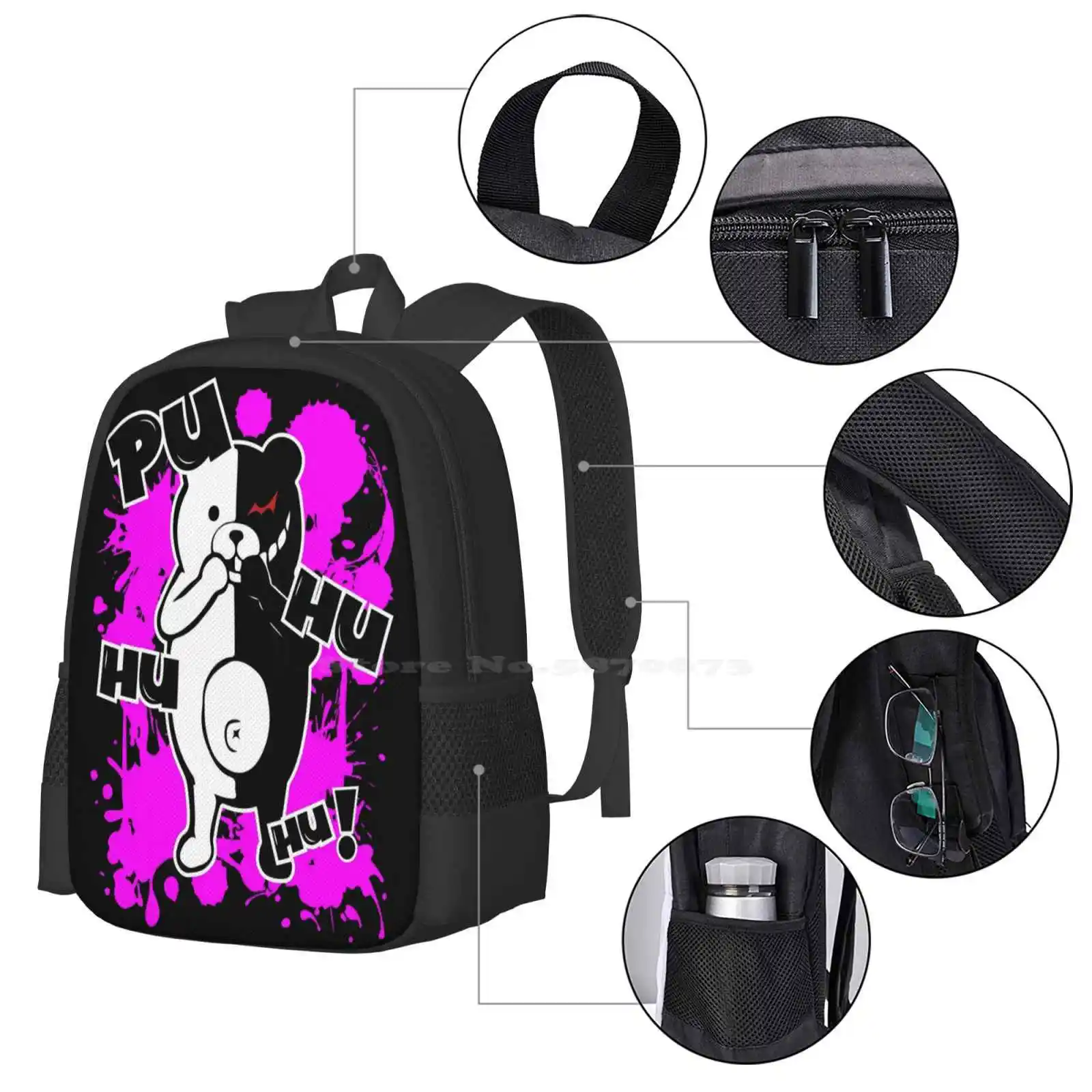 Monokuma Danganronpa-Puhuhuhu New Arrivals Unisex Bags Student Bag Backpack Danganronpa Monokuma Junko Enoshima Despair Hope