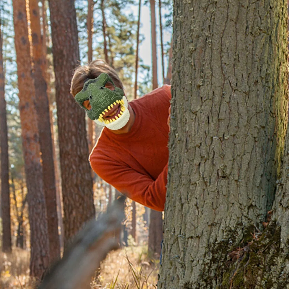 Lifelike Dinosaur Mask Halloween Party Masquerade Cosplay Open-Mouth Latex Scared Horror Dinosaur Headgear for Adults And Kids