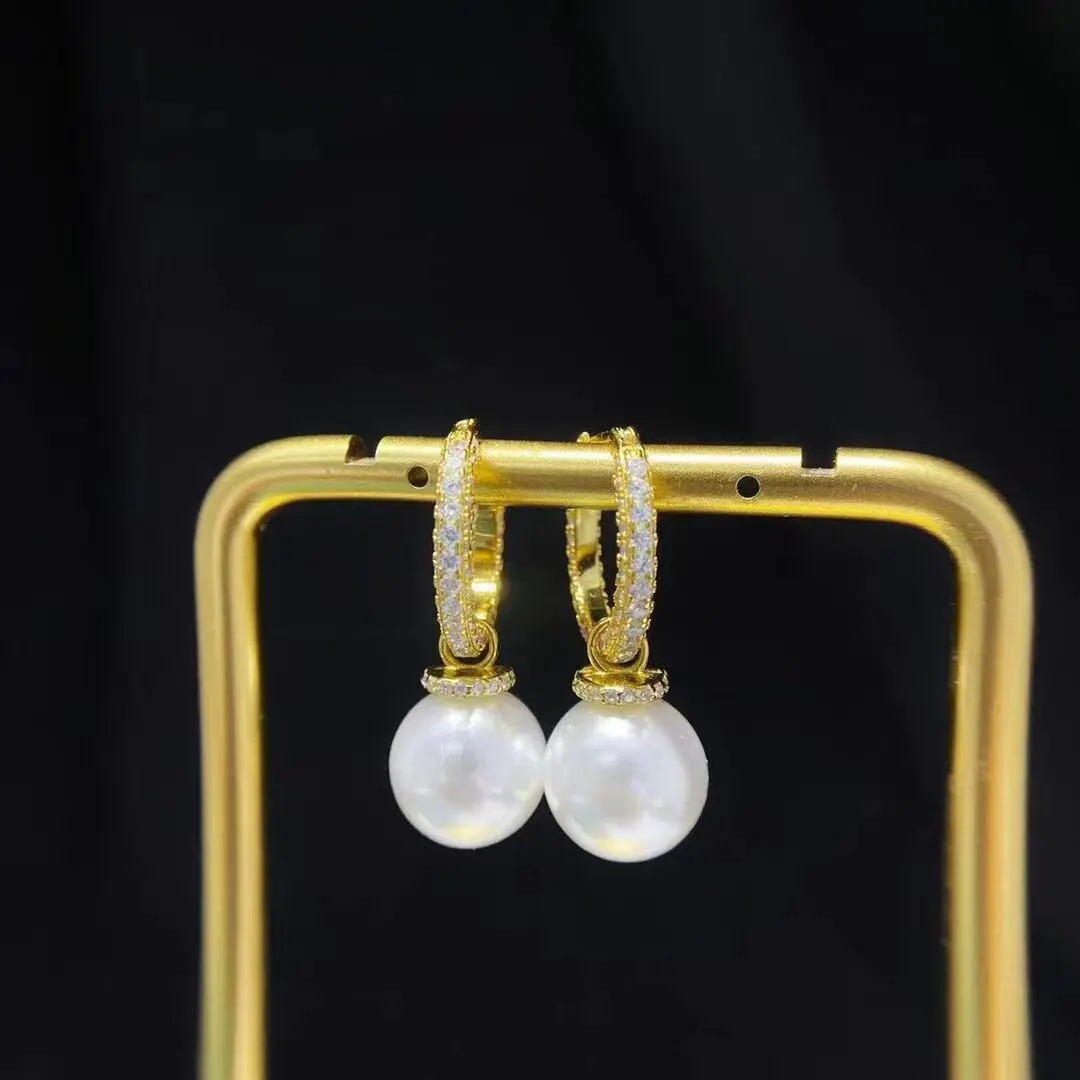 

Новые серьги с натуральным круглым жемчугом AAAA11-12 мм, модные серьги из серебра 925 пробы