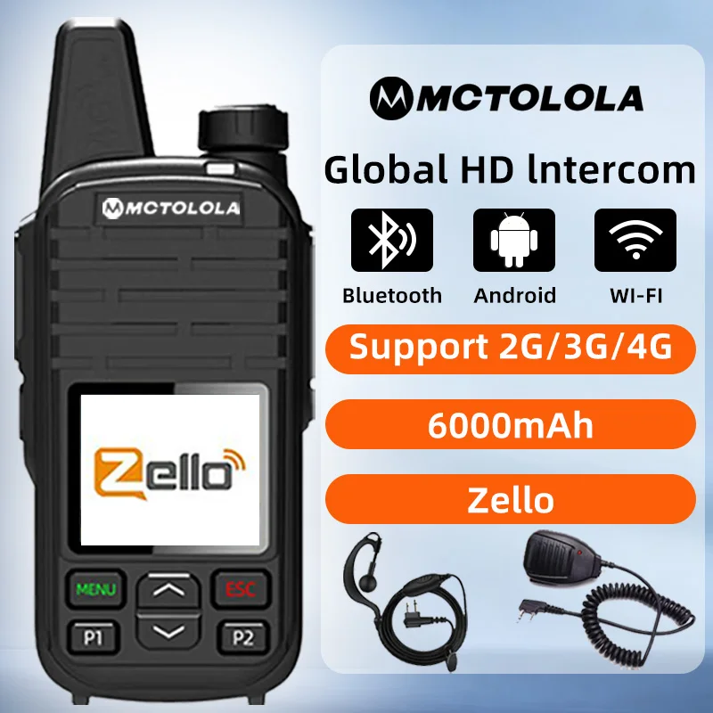 MOTOLOLA 2G 3G 4G Zello POC Przenośny Radiotelefon Walkie Talkie Android Bluetooth WiFi Globalny PTT, Globalne pokrycie 5000 km