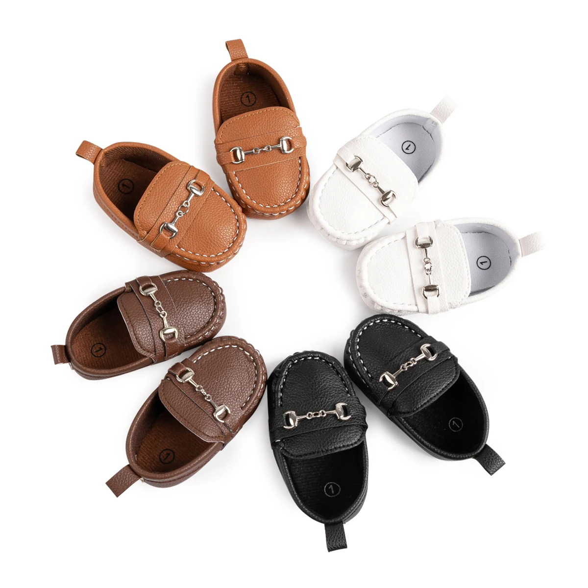 KIDSUN 3-colors Newborn Infant Boys Girls Shoes PU Leather Loafers Dress Shoes Oxford Prewalker Walking Flat Lazy Crib Shoes