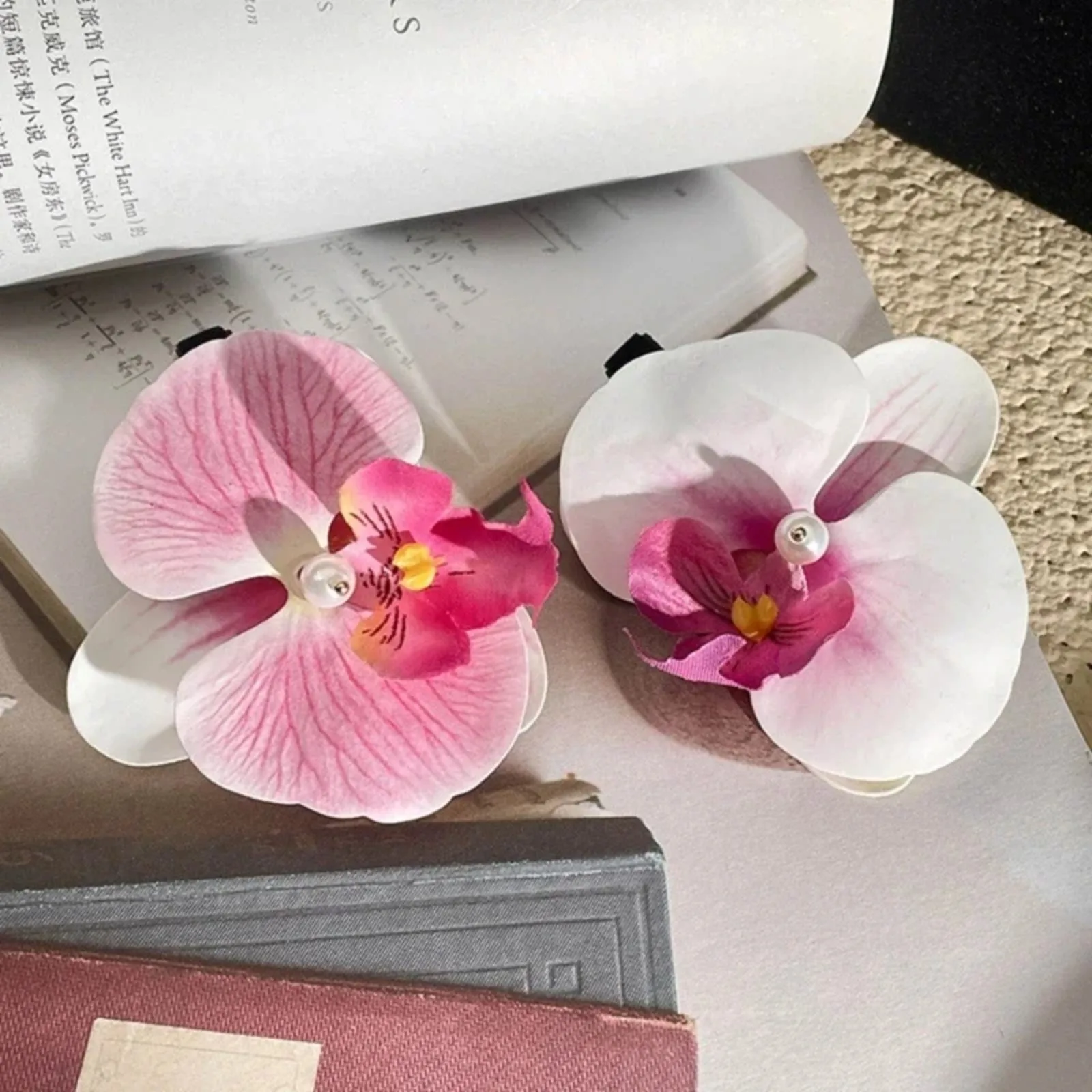 

Hair Accessories Flower Hair Clip Hair Ornament Pink Butterfly Orchid Pearl Hairpin Side Barrettes Headdress Bohemia Barrettes