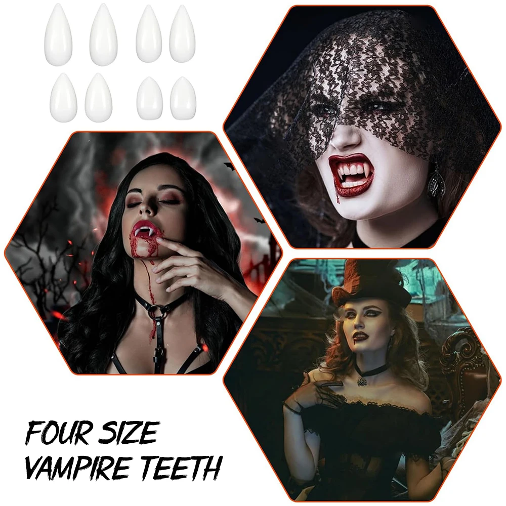 1/2 Paar gefälschte Vampirzähne Kostüm Cosplay Halloween Horror Vampir gefälschte Reißzähne für Erwachsene Kinder Halloween Party Requisiten Zubehör – Detail 2