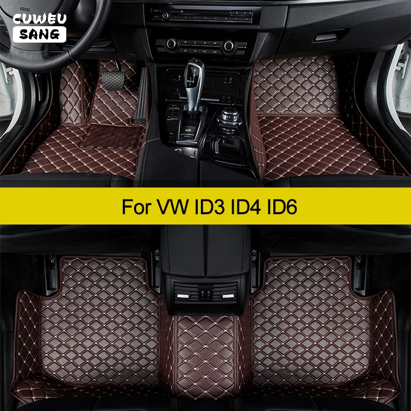 CUWEUSANG Custom Car Floor Mats For VW ID3 ID4X ID4 CROZZ ID6X ID6 CROZZ Auto Carpets Foot Coche Accessorie