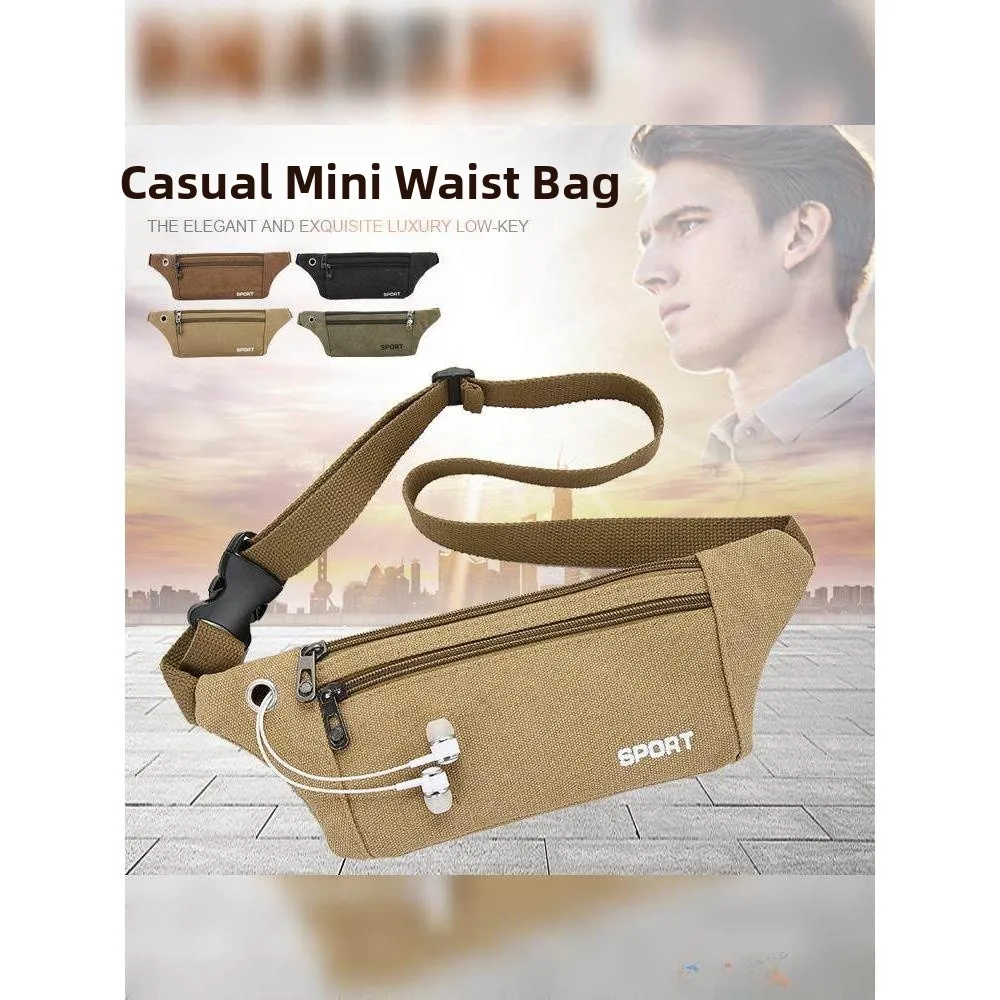 

Casual Canvas Bag Outdoor Mobile Phone Wallet Summer Trend Waist Bag Faionable Coin Purse Lightweight Acrylic Plastic