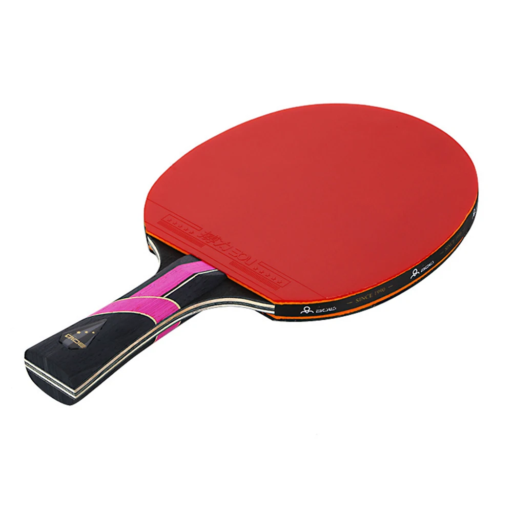 Raqueta de tenis de mesa profesional con Control giratorio de 3 estrellas, palo de Ping Pong de madera de 7 capas, mango largo con bolsa