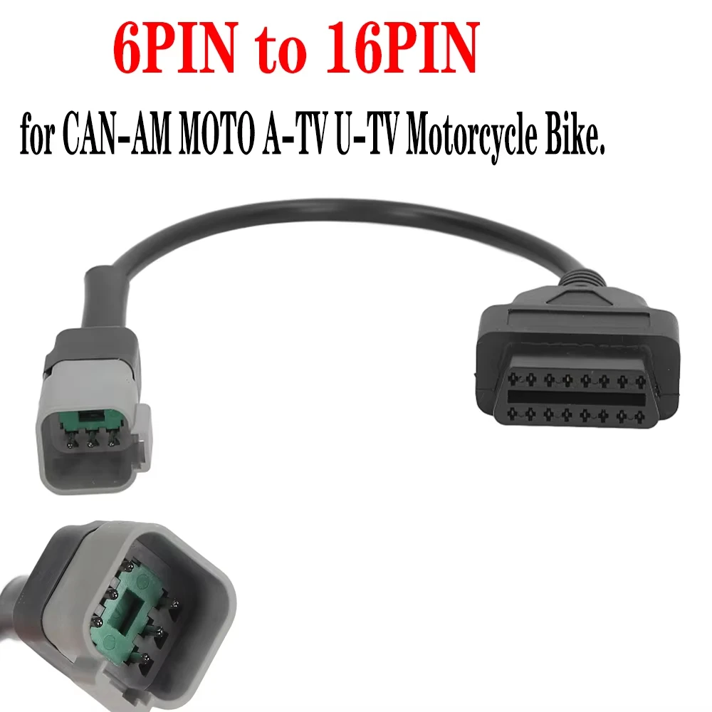 6PIN to 16PIN OBD2 Adapter Cable for CAN-AM MOTO A-TV U-TV Motorcycle Bike Diagnostic Tool
