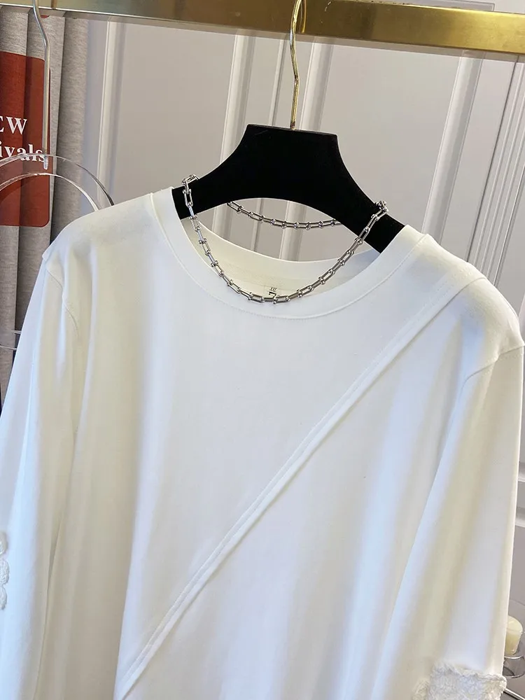 Oversize Autumn Patchwork Irregular T Shirt Women Korean Loose Long Sleeve Blouse Woman Ladies Tops Blusa Feminina - Image 4