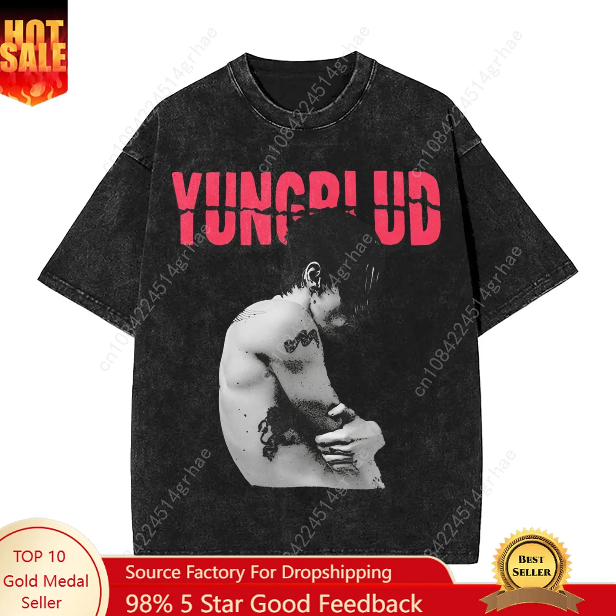 

Harajuku Washed T Shirt YUNGBLUD IDOLS The World Tour 2025 Loose T-Shirts Fashion Tee Shirt for Man Summer Retro Casual Clothing