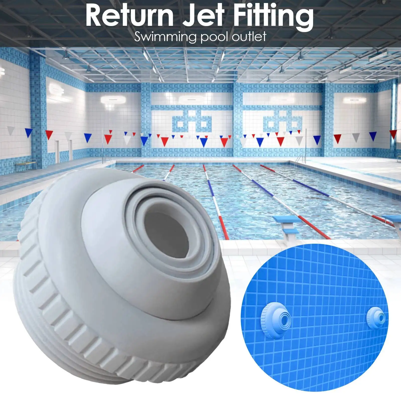 Swimming Pool Spa Return Jet Fitting Massage Nozzle Inlet Outlet Bath Tub Nozzle with Adjustable Jet Eyeball Pool Tool