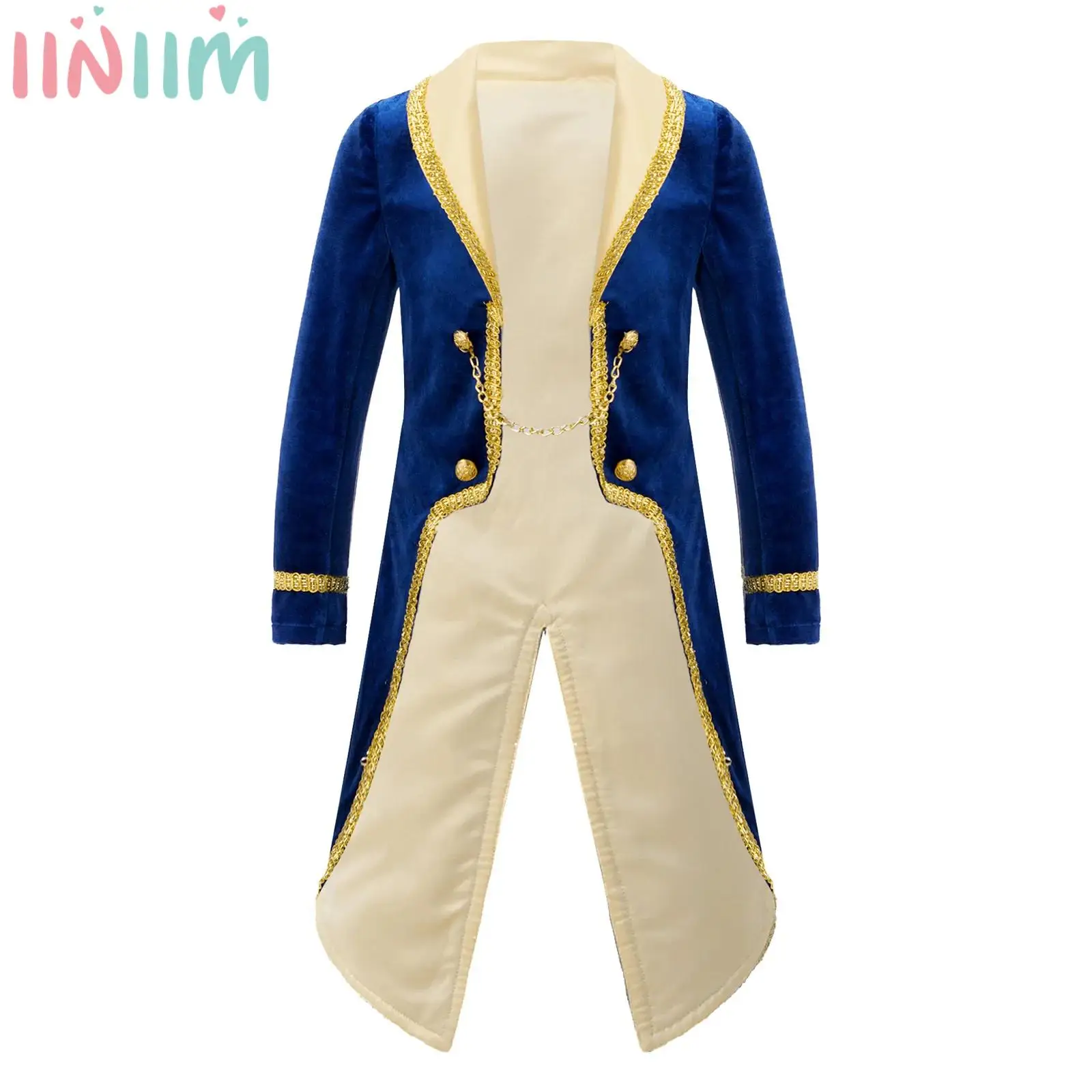 Chaqueta de esmoquin de Cosplay de Príncipe de la corte real Vintage para niños, abrigo de cola de Carnaval de Halloween, traje de fiesta temática de cumpleaños