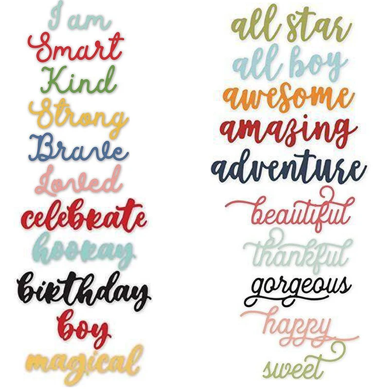 Metal Cutting Word Dies For Festival DIY Album Scrapbook 3D Greeting Card Decoration Happy Birthday Thank You 2022 New