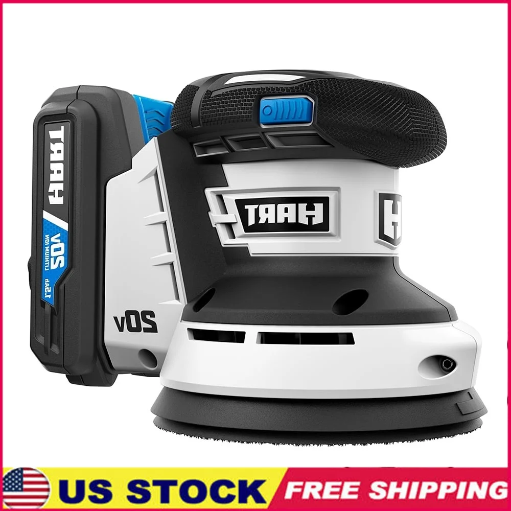 

Беспроводная шлифовальная машина произвольной орбиты, 20 В, с мешком для пыли, зарядное устройство, 5-дюймовые шлифовальные подушечки с крючком и петлей, вакуумный порт, эргономичный дизайн