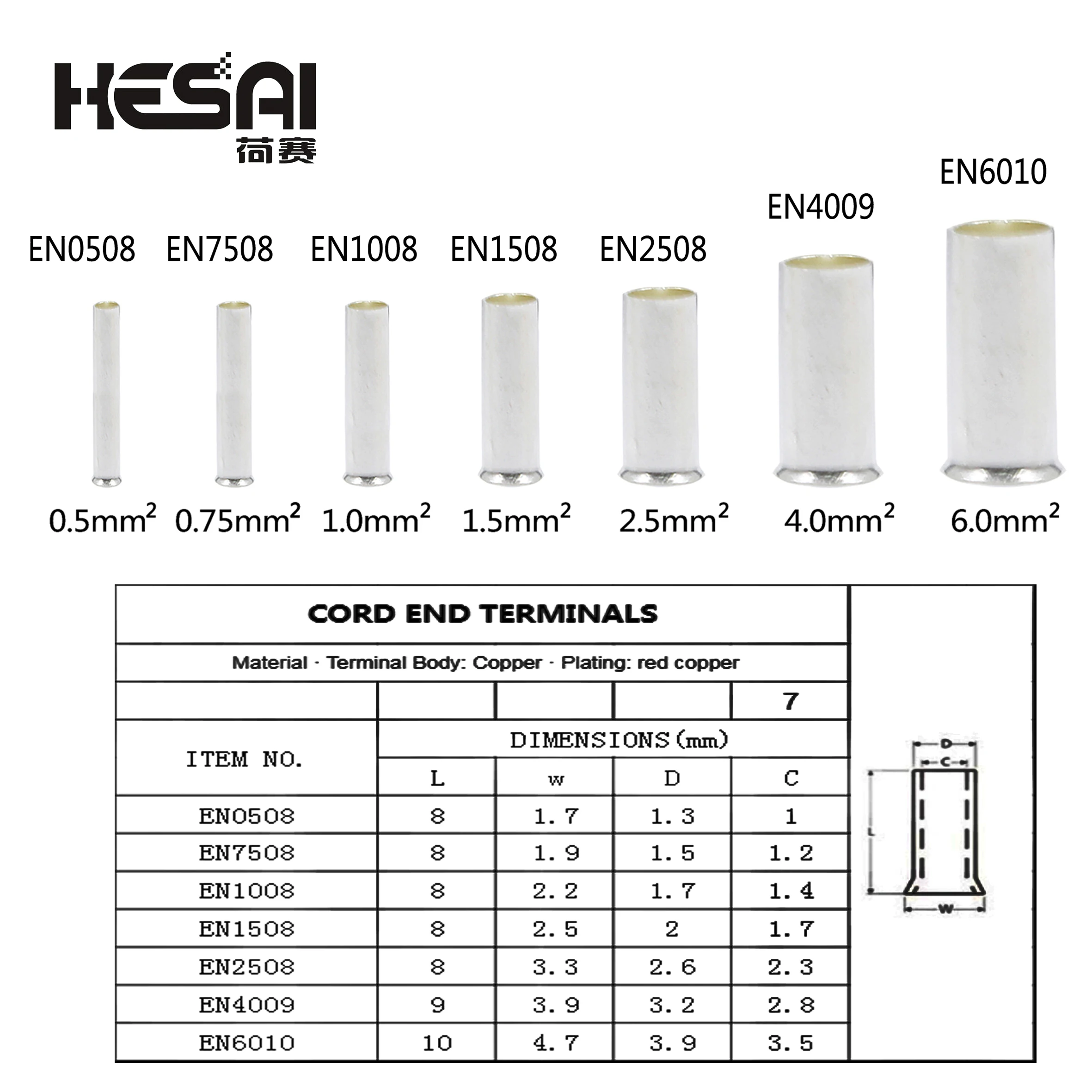 Non-Insulated Wire Connector Ferrules Electrical Cable Terminal Copper Bare Tinned Crimp Terminal 0.5-6mm2 Electronic components