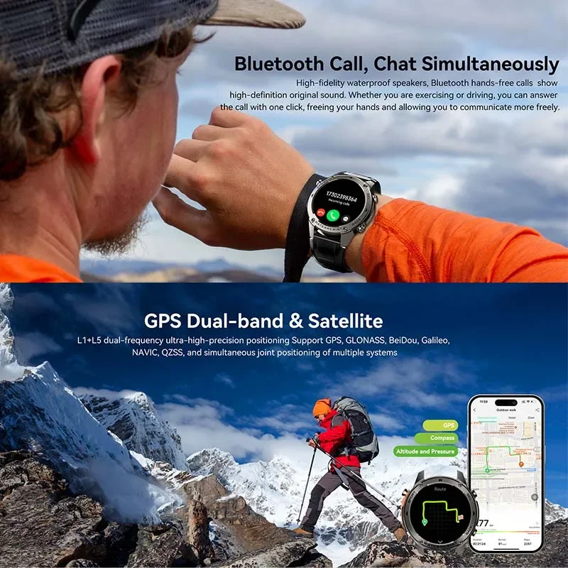 Nuevo reloj inteligente deportivo militar con GPS para exteriores, brújula integrada, altímetro barométrico Real, reloj inteligente deportivo resistente al agua hasta 5ATM para hombres