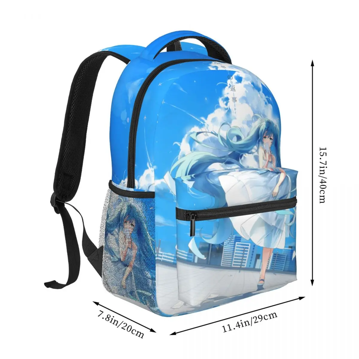 Kawaii Anime Hatsune-Miku Backpack Student Schoolbag for Men Women Laptop Canvas Bags 16in