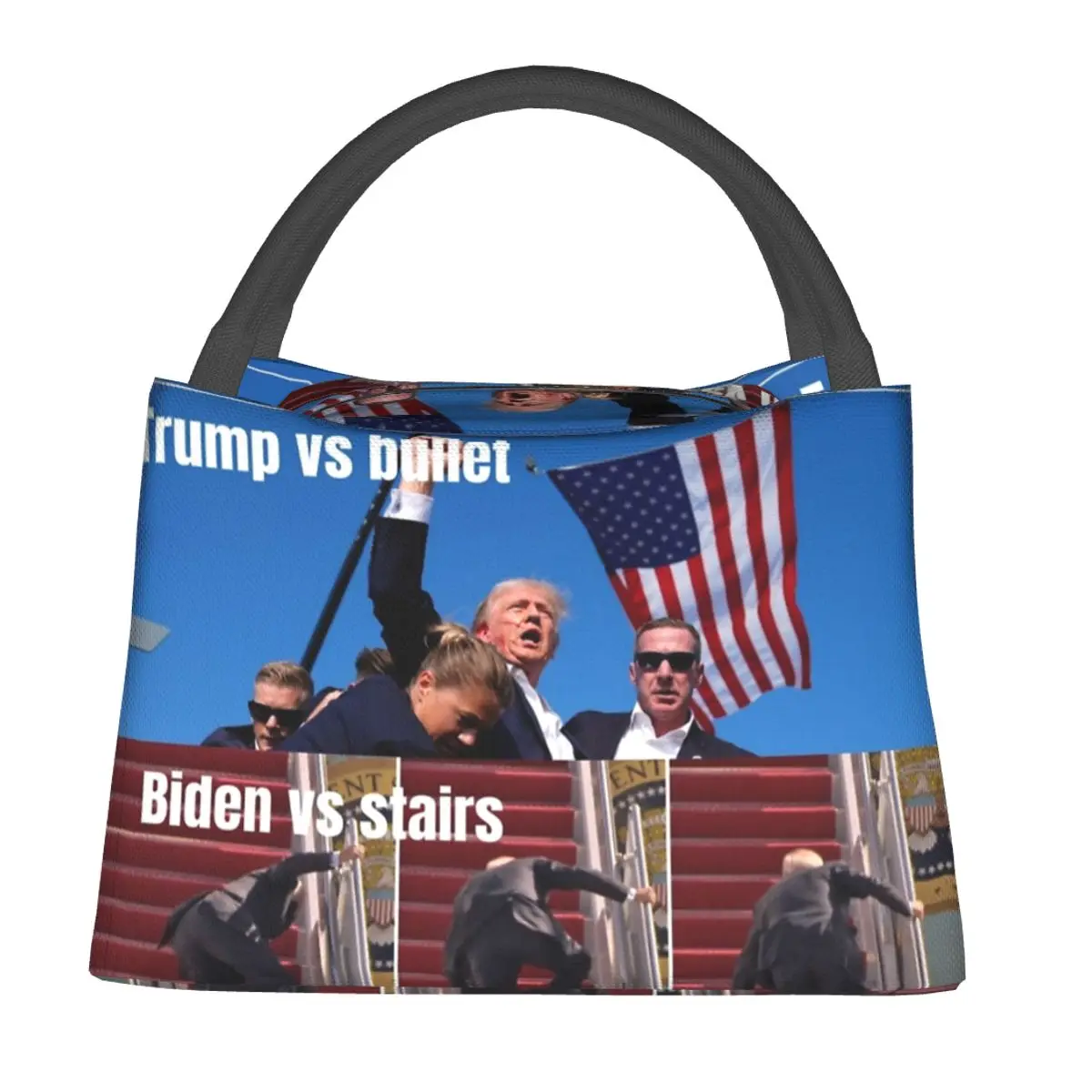 2024 Trump Rally Shot Lunch Bag Waterproof Insulated Oxford Cooler Bag Shooting at Donald Trump Rally Cold Food Picnic Lunch Box