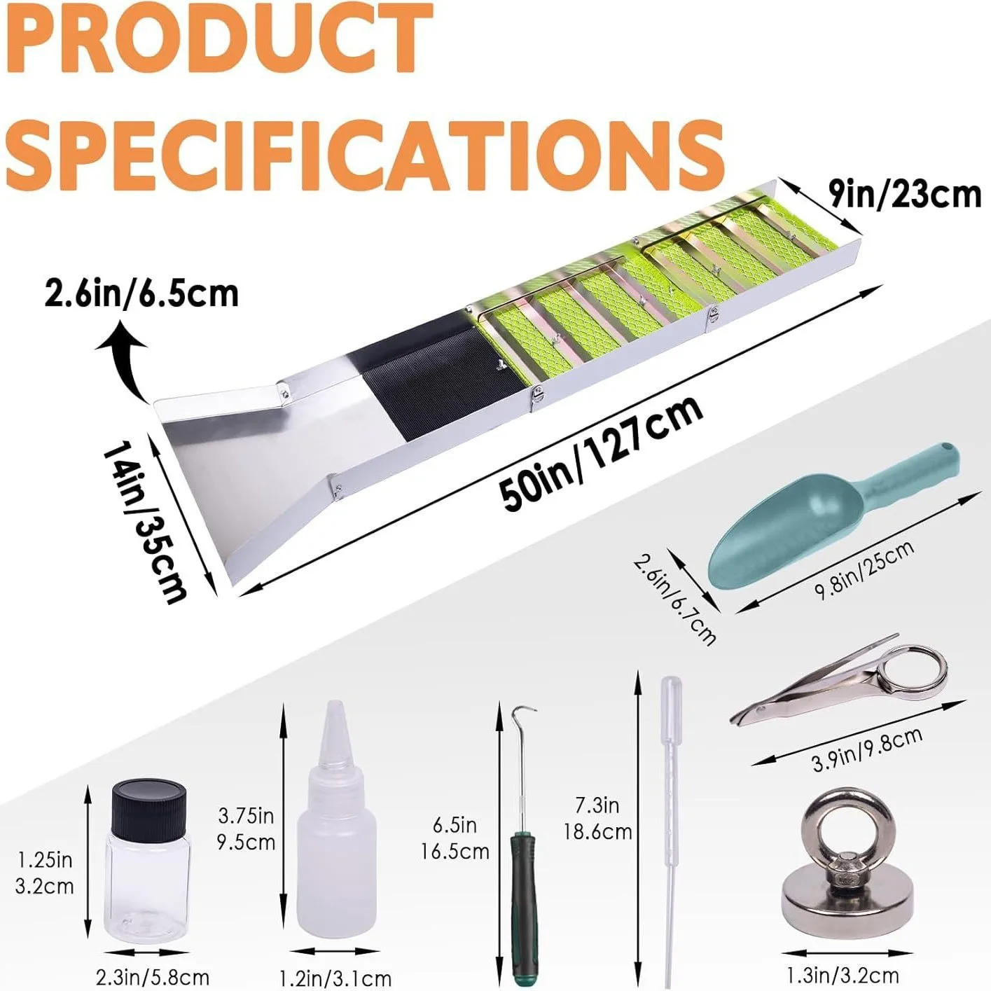 صندوق سلويس ألومنيوم قابل للطي مدمج 50 بوصة لمعدات الذهب مع مينر موس ريفر كريك جولد بانينج التنقيب والتجريف