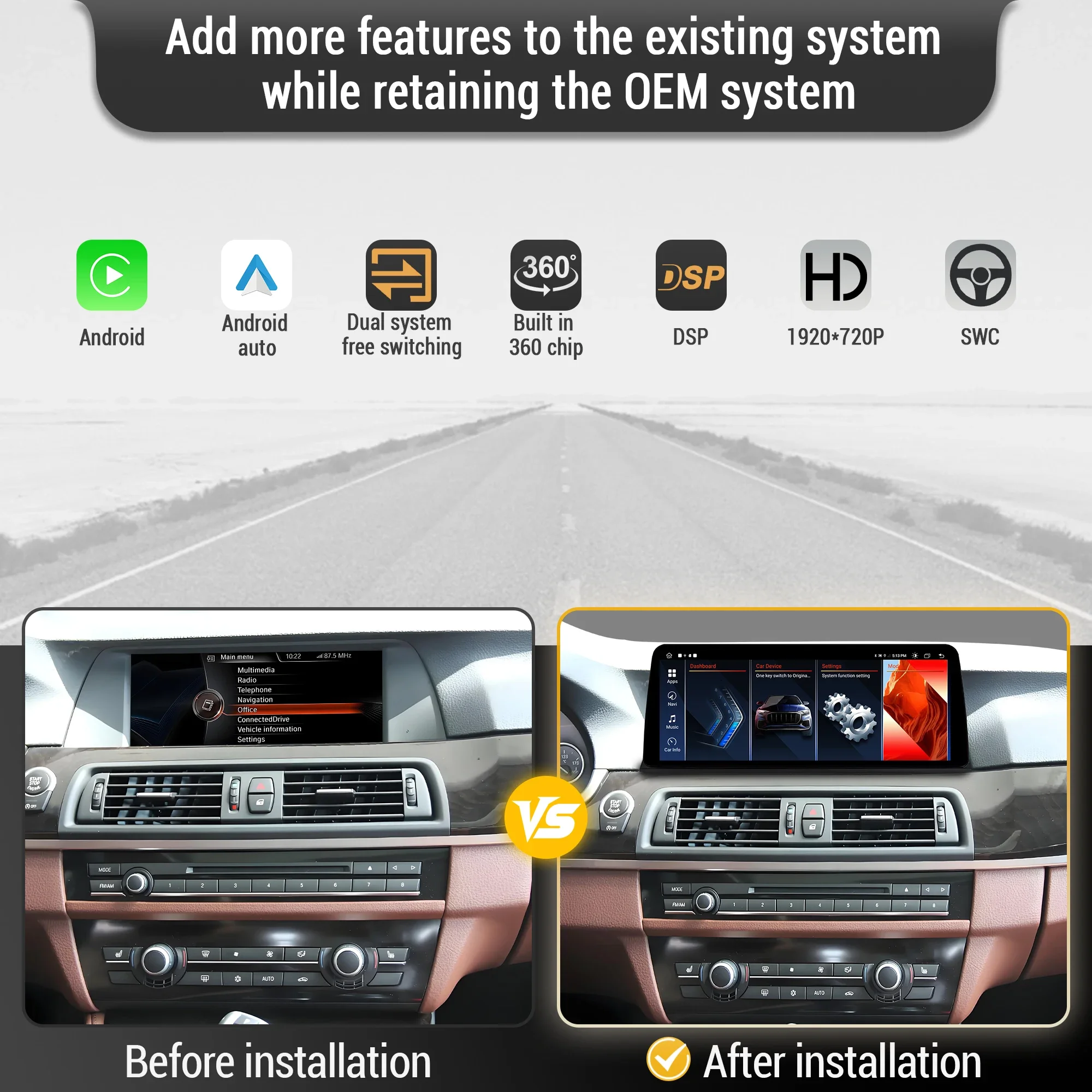 10.25 inch Android 13 Car Radio For BMW 5 series F10 F11 2011-2017 Wireless Bluetooth Carplay Snapdragon 680 Head Unit Screen
