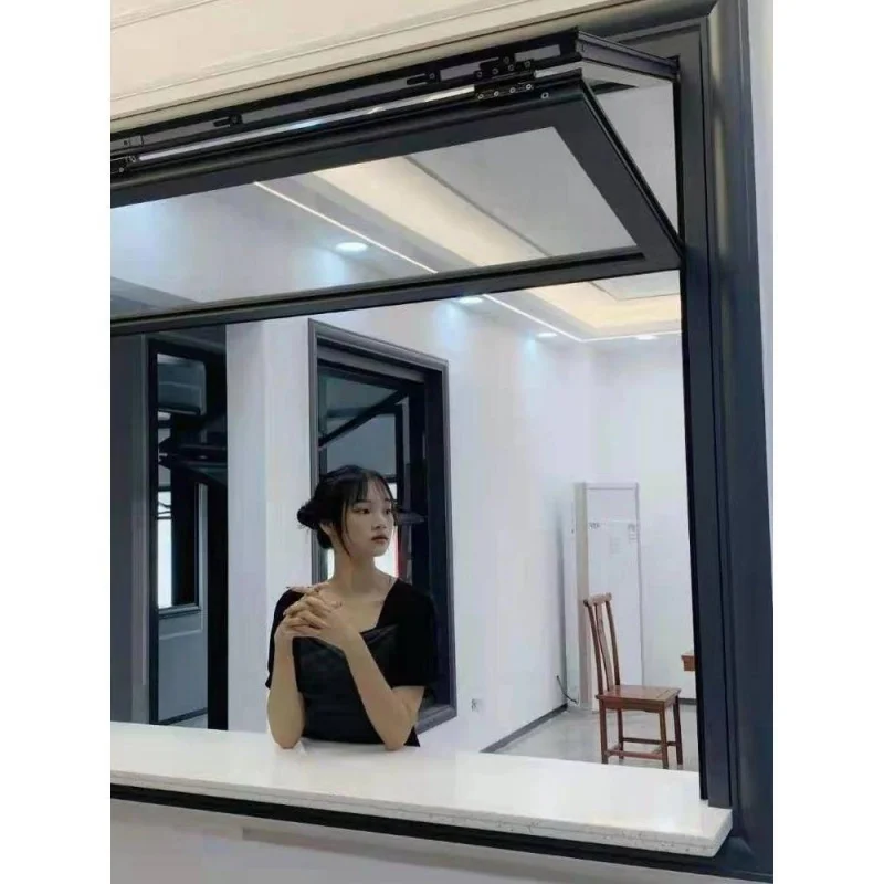 Custom Folding Window Cafeteria, Simple Coffee Kitchen Bar Counter Folding Window, Takeout Window Sliding Window