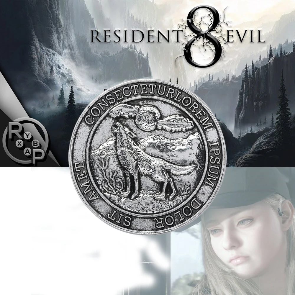 Resident Evil Keychain Retro Wolf Coin Souvenir Ornament Keyring Keychains for Women Men Jewelry Accessory Gifts Souvenir