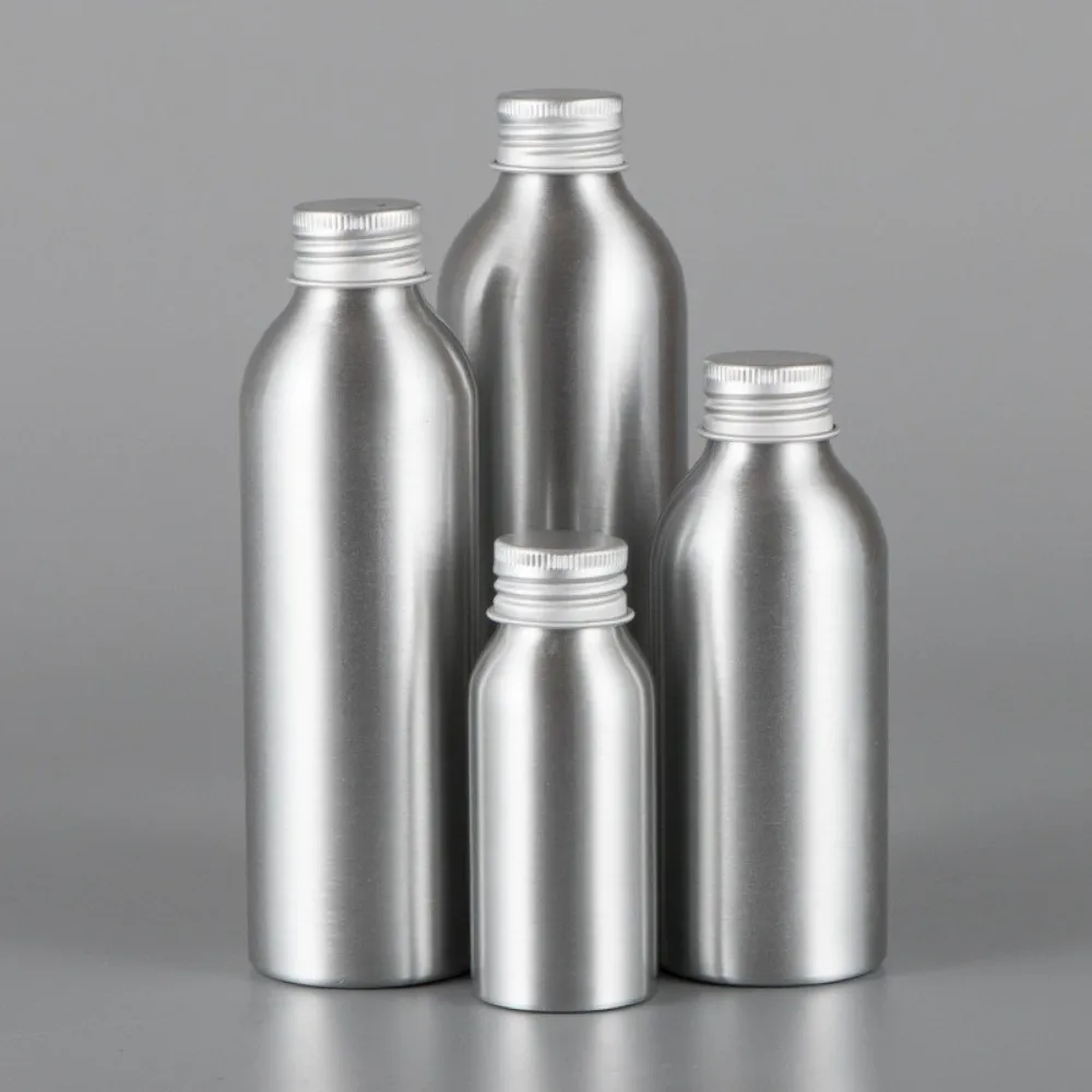 Portable 30ml-500ml Aluminum Bottle Reusable Empty Silver Aluminum Cans Refillable with Screw Cap Travel Bottles Shampoo