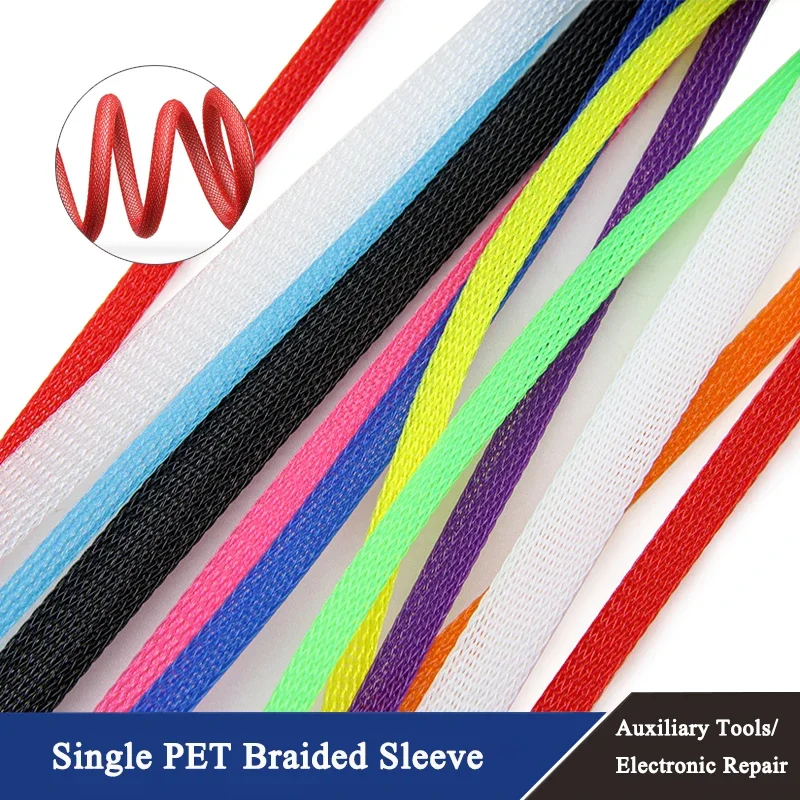 

2/5/10/20M Braided Cable Sleeve 3 4 6 8 10mm Single PET Expandable Nylon USB Data Keyboard Cable Sheath Protector Wire Wrap