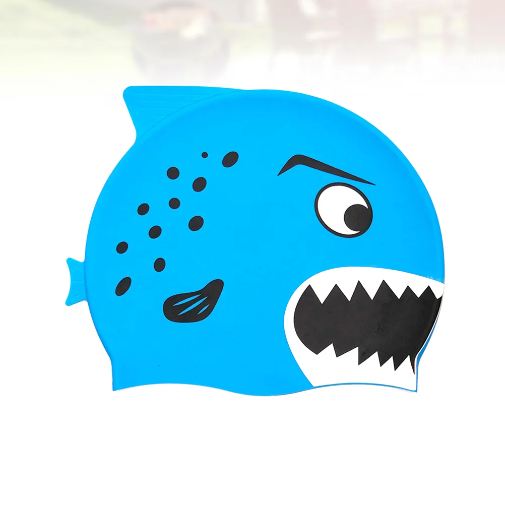 

1pc Comfortable Cartoon Fish Pattern Silicone Swimming Hat Waterproof for Boys and Girls (Blue) silicone swimming for kids