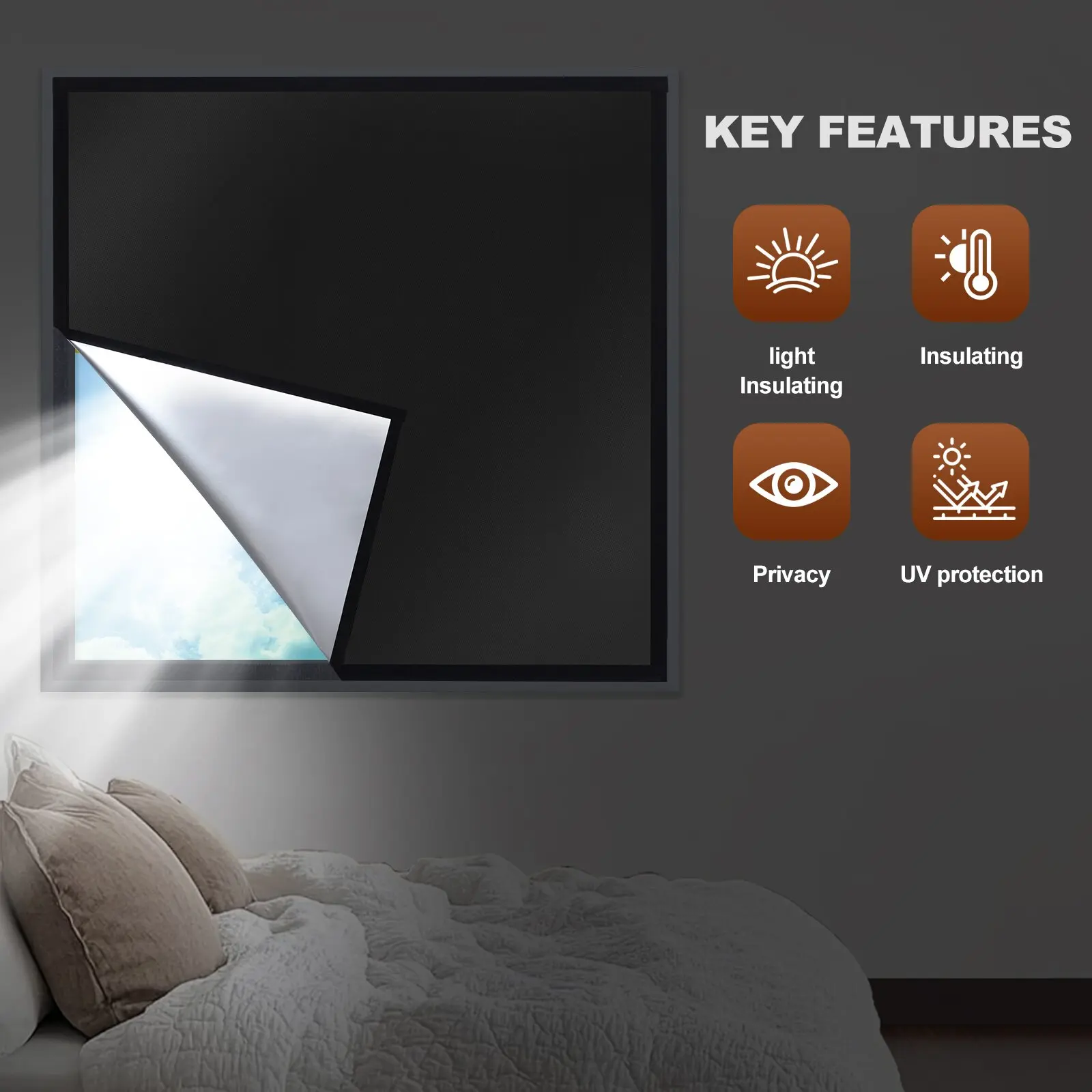 DIY100% Blackout Curtain Fabric | Self-Adhesive, Thermal Insulation, Protection, Privacy Protection and Blackout, Po