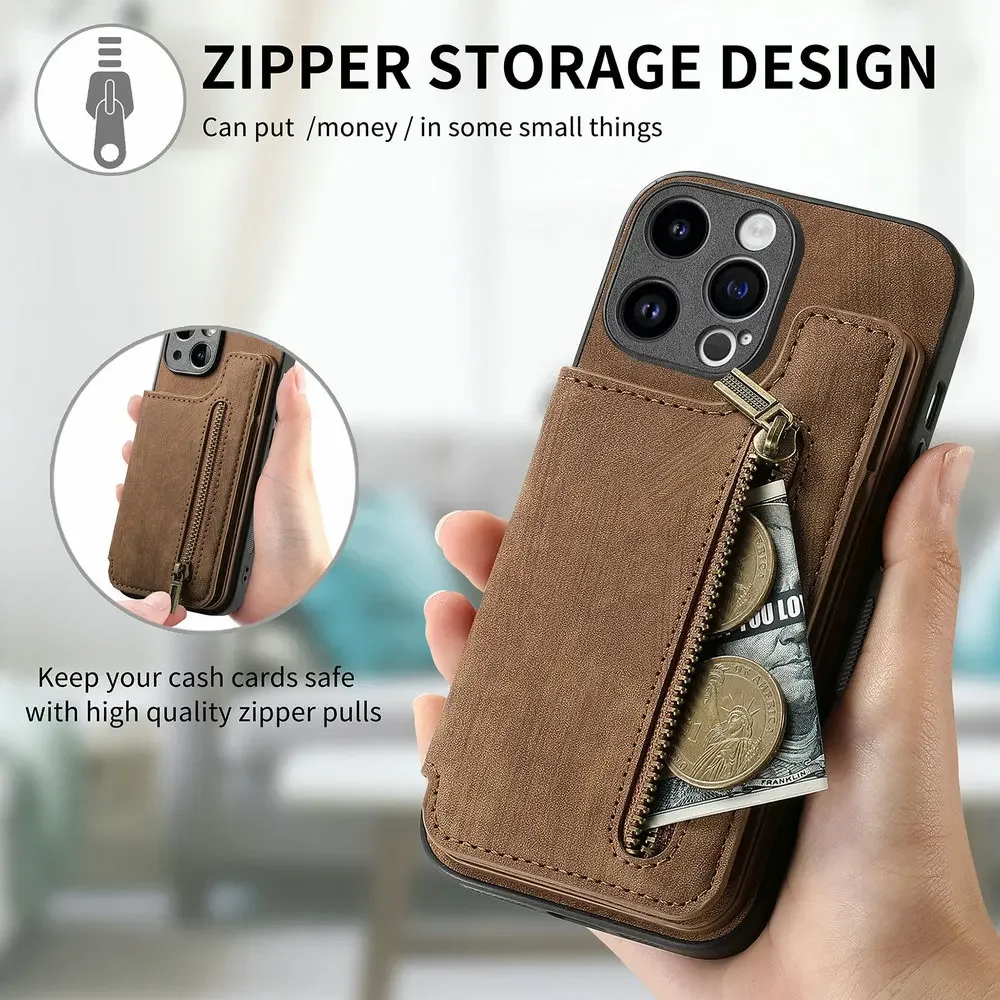 Etui Pop For Oppo Reno 12 Pro 5G 2024 Luxury Case Zipper Card Leather Bumper Funda Reno12 Pro Case Phone Reno 12Pro Magnetic Back Cov
