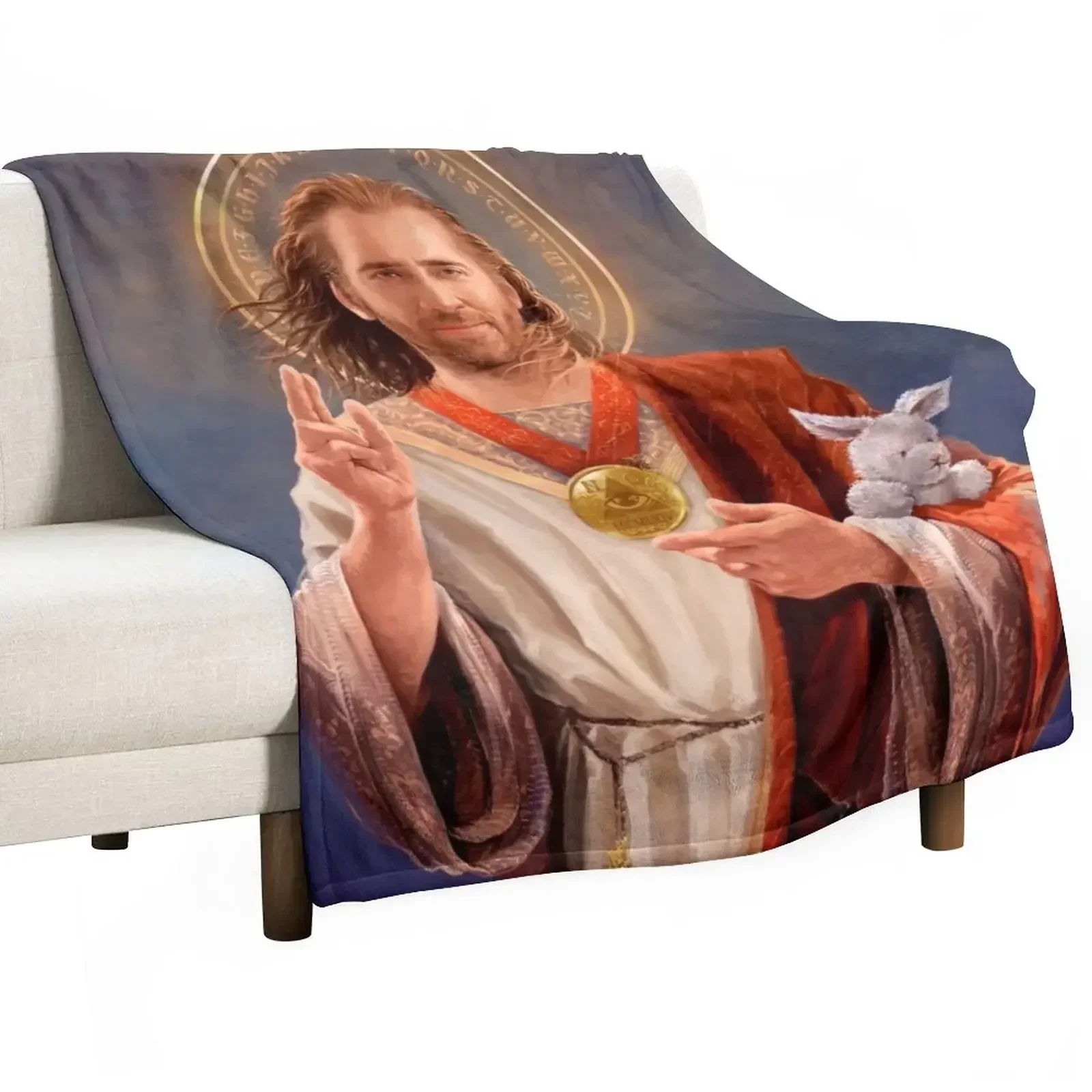 

Nicolas Cage Saint Nicolas of Cage - Nic Cage Original Religious Painting Throw Blanket bed plaid Blankets