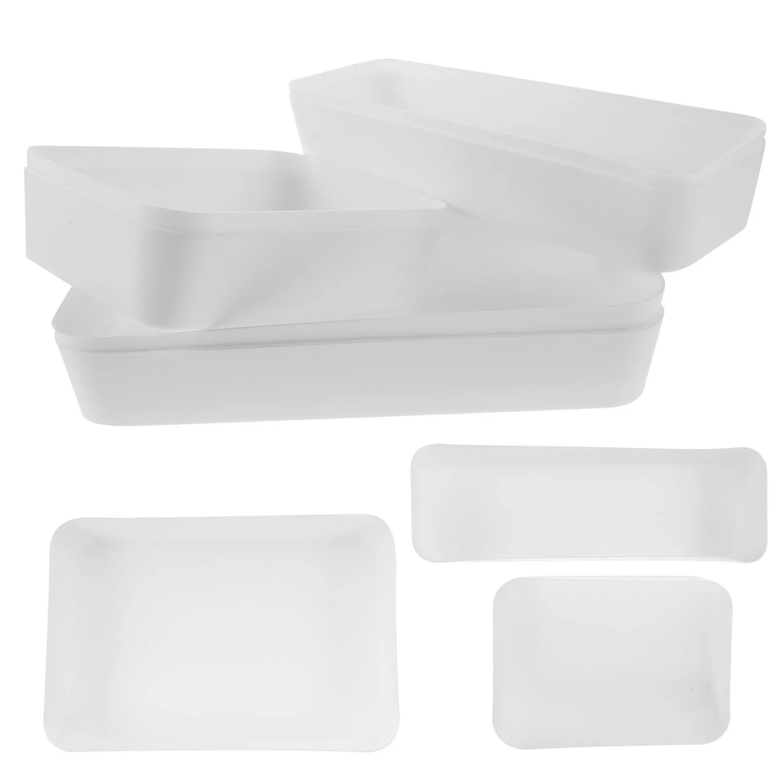 

6 Pcs Storage Box Large Medium Small Kitchen Drawer Organizer Desk Tray Bedroom Office PP Material Plastic Household
