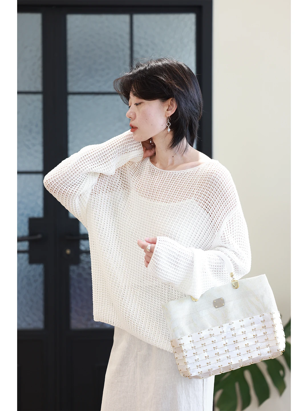 

Льняной вязаный ажурный топ с длинными рукавами для женщин, свободного кроя, для защиты от солнца и кондиционирующего воздуха, сетчатая накидка