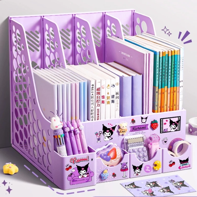 

Cute Four-Column Desktop Bookcase Plastic File Box Children's Learning & Office Supplies Document Rack for Desktop Storage