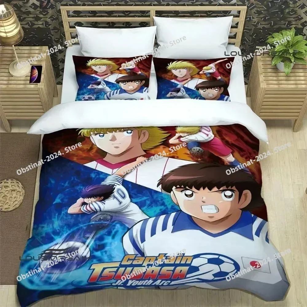 Captain Tsubasa Cartoon Printed Bed Set Duvet Cover Pillowcase Bedding Set Bed Linen Sheet Quilt Cover Full luxury birthday gift