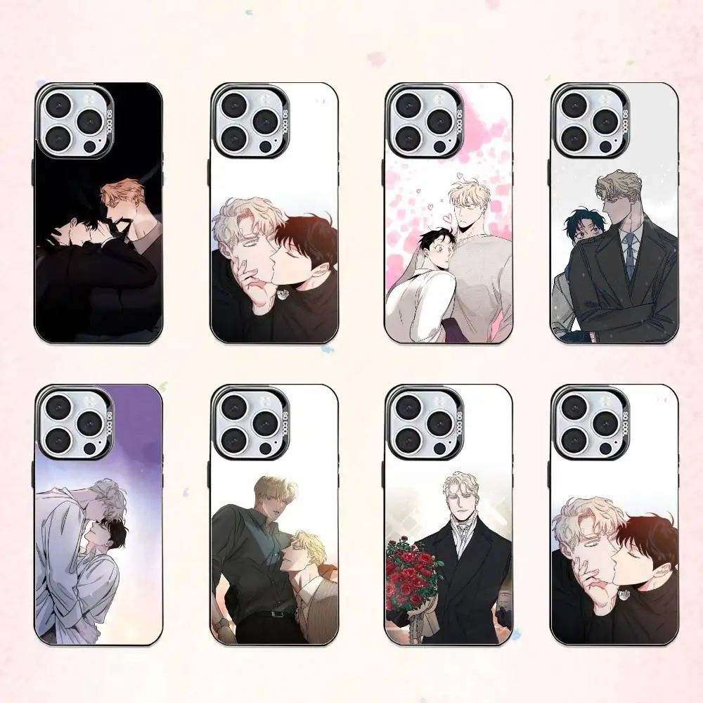 

BL Manhwa R-roses And Champagne Phone Case For iPhone17,16,15,14,13,12,11 Plus,Pro Max Colored Silver Plated Inside Cover