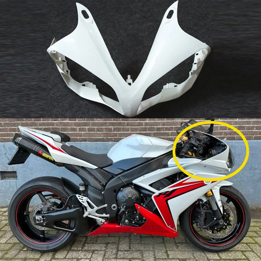 New Unpainted White Raw Front Upper Nose Fairing Molded Injection  For Yamaha YZF-R1 YZF-1000 2007 2008