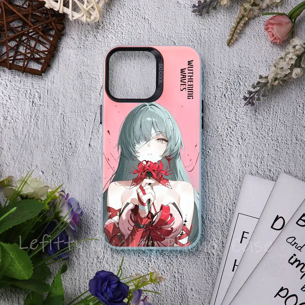 

Phrolova Wuthering Waves Phone Case For IPhone 16 15 14 13 12 11 Pro Max Matte Aurora Multicolor Laser Metallic Gradient Funda