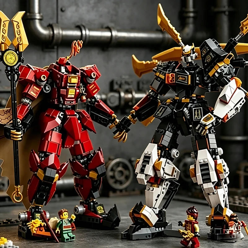 

Flame Knight mech building blocks, 71846 model mech character figure, blocks, office decoration, display toy, gift