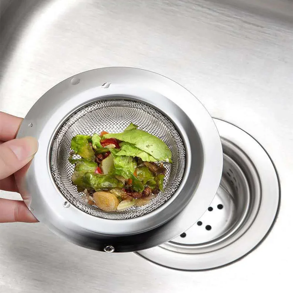 Colador de fregadero de acero inoxidable para el hogar, filtro de Metal, pantalla de drenaje de baño, suministros de cocina, accesorios de baño, 1 unidad