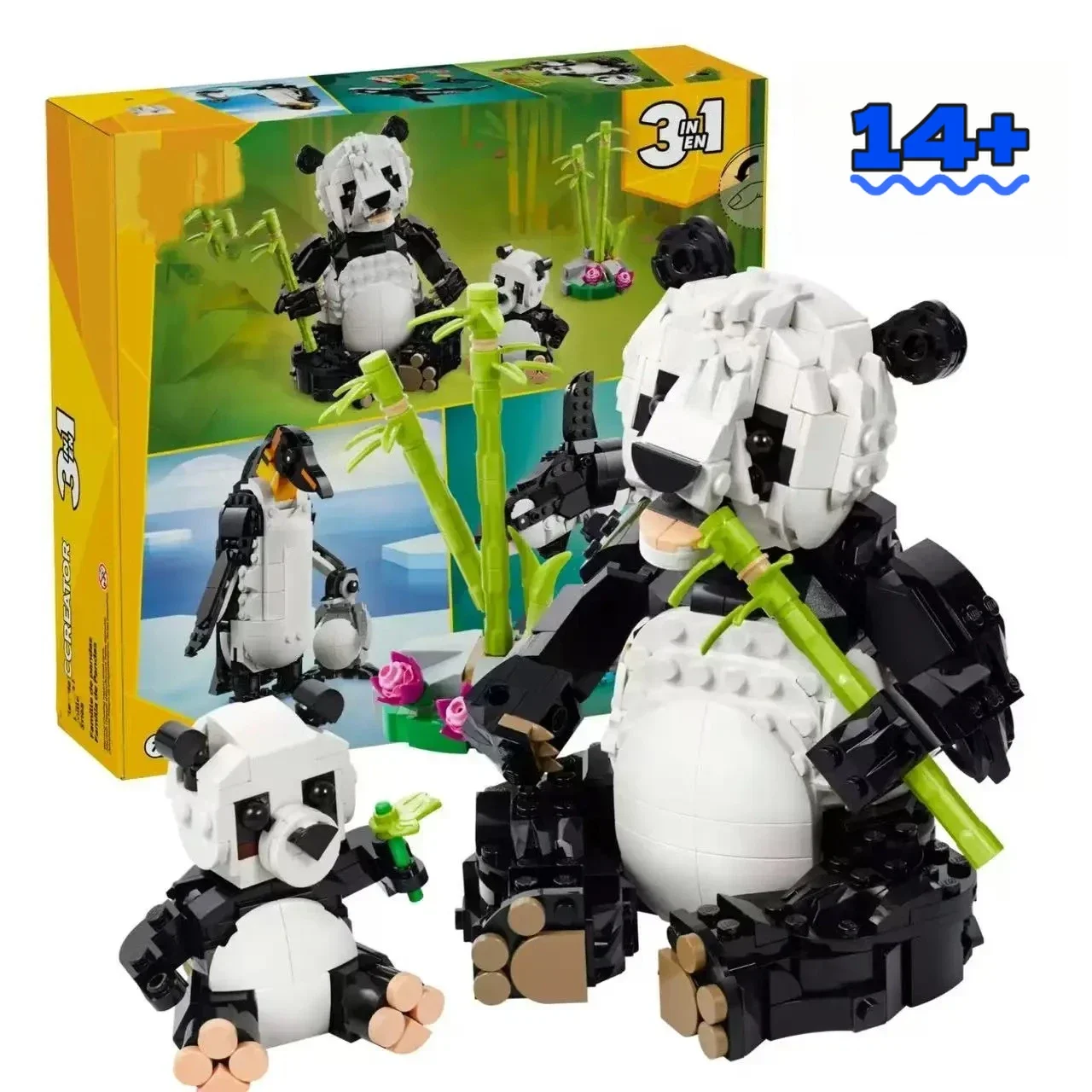 

Disney Creation Premium Design 31165 3-in-1 Wild Animals: Panda Family Building Blocks Set Official Style Party Favors