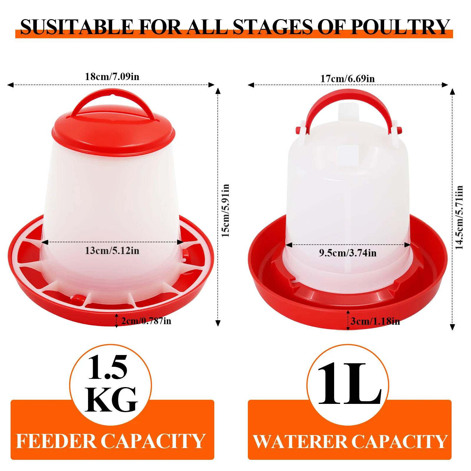 1.5/3Kg Automatische Kuiken Feeder Water Emmer Haan Kip Voeden Apparaat Boerderij Dieren Gevogelte Kwartel Duif voeden Levert 2 Stuks
